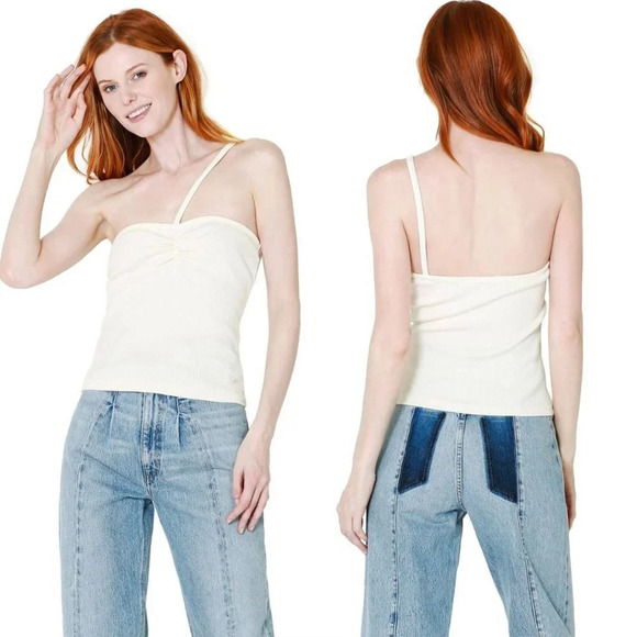 New AGOLDE Lola Gathered Front Tank in Ivory Paste  Size L - Picture 3 of 6